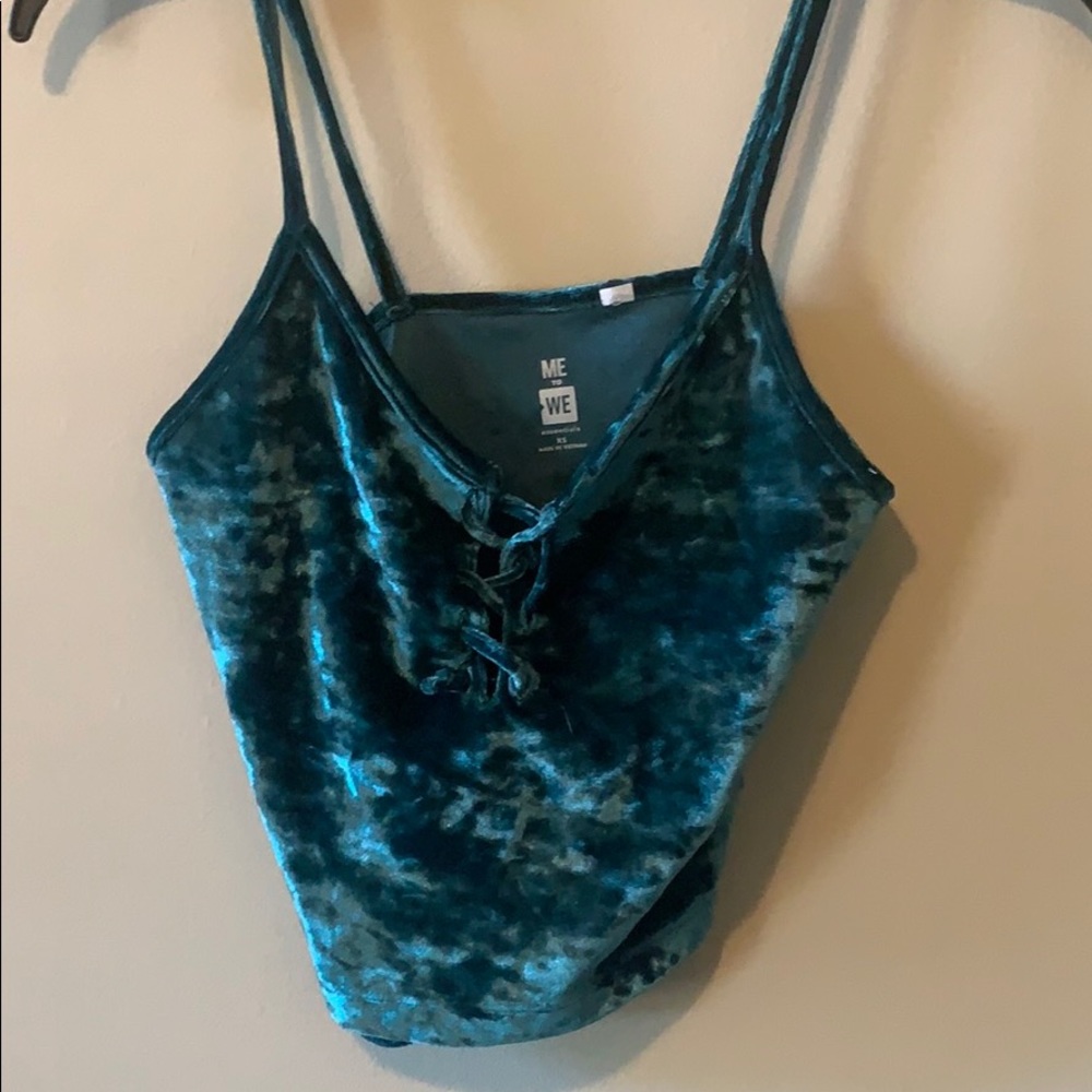 Green velvet crop top